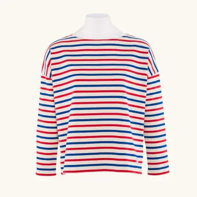 Marinière femme Écru / Indigo / Rouge Oversized