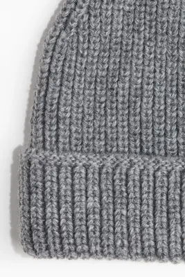 Bonnet en maille côtelée - Gris foncé chiné
