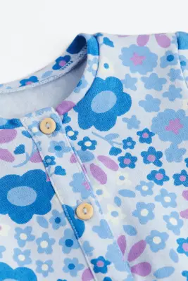 Combinaison en molleton - Bleu/fleuri