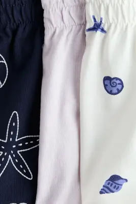 Lot de 3 shorts volantés en coton - Blanc/coquillages