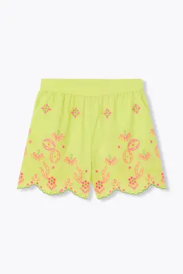 Short en coton brodé Femme