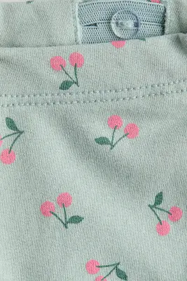 Legging à l'intérieur brossé - Vert clair/cerises
