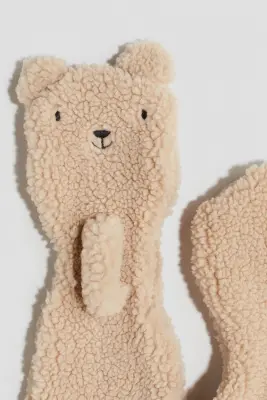 Écharpe en tissu Teddy bear avec applications - Beige