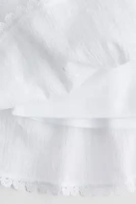 Jupe-short à étages en coton - Blanc