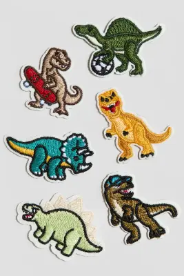 Lot de 6 patchs de réparation - Vert/dinosaures
