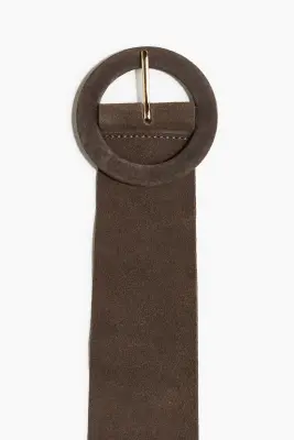 Ceinture en cuir velours - Taupe