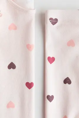 Pyjama imprimé en coton - Rose clair/cœurs