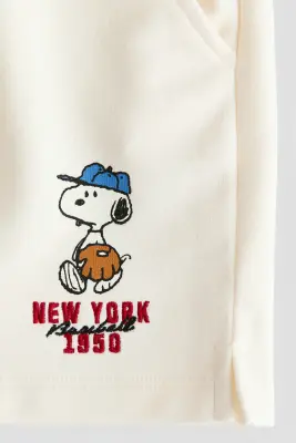 Short en molleton avec motif - Crème/Snoopy