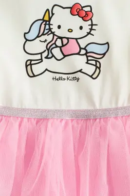 Robe imprimée avec jupe en tulle - Crème/Hello Kitty
