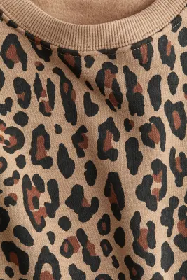 Robe en molleton - Beige/imprimé léopard
