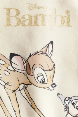 Sweat imprimé - Beige clair/Bambi