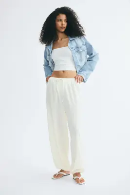 Pantalon ballon avec dentelle - Crème