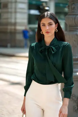 Lena Silk Bow Blouse