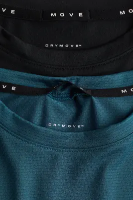 Lot de 2 T-shirts de sport DryMove™ - Turquoise foncé/noir
