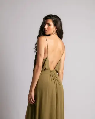 Robe Longue Faustina Vert Earth ⭐ Coup de cœur