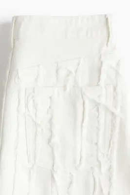 Minijupe frangée en denim - Blanc