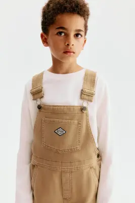 Salopette en twill de coton - Beige foncé