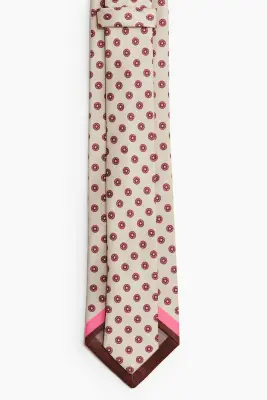 Cravate en satin - Beige clair/fleuri