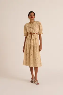 Jupe Gaby broderie anglaise beige