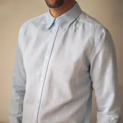 Chemise lin coton bleu clair Paulin