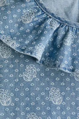 Robe en denim imprimé - Bleu denim/fleuri