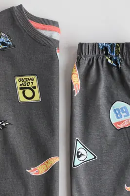 Pyjama imprimé en coton - Gris foncé/Hot Wheels