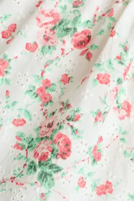 Robe volantée en coton à motif - Blanc/fleuri