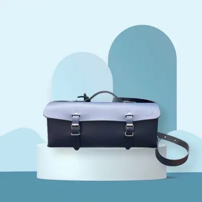 Besace Workwear en Cuir bleu marine
