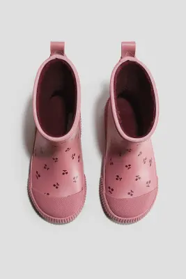 Bottes en caoutchouc doublées de polaire - Rose ancien foncé/cerises