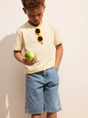 Short en jean décontracté - Bleu