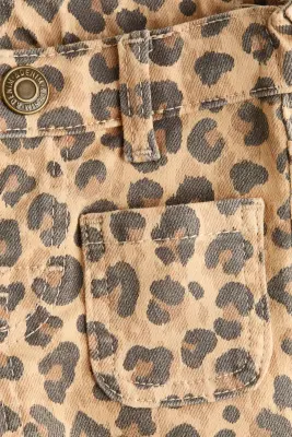Jean avec jambes évasées - Beige/imprimé léopard