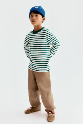 Pantalon barrel en twill - Beige foncé