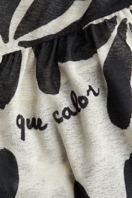 Jupe en maille vaporeuse - Blanc/noir/fleuri