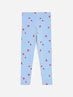 Leggings en jersey imprimé - Bleu clair/Marguerites