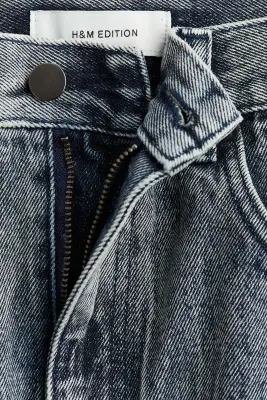 Jupe en denim avec détails usés - Bleu denim