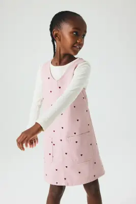Ensemble 2 pièces avec robe et top - Rose/cœurs