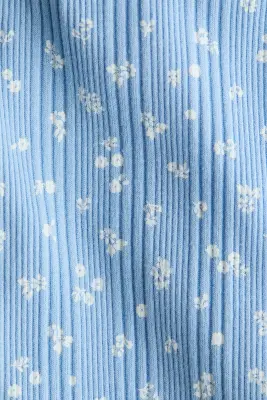 Legging en coton côtelé - Bleu/fleuri