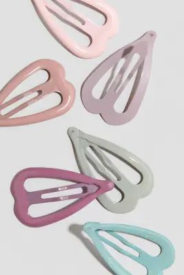 Lot de 6 barrettes - Rose clair/abricot/turquoise