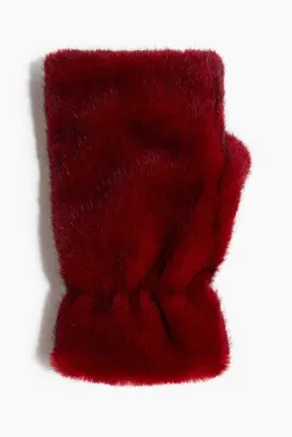 Mitaines duveteuses - Rouge foncé