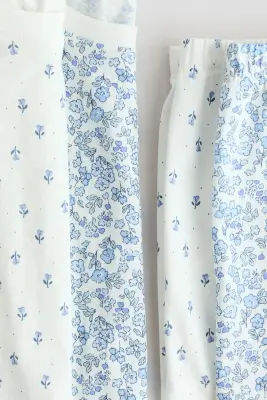 Lot de 2 pyjamas à manches volantées - Blanc/fleuri