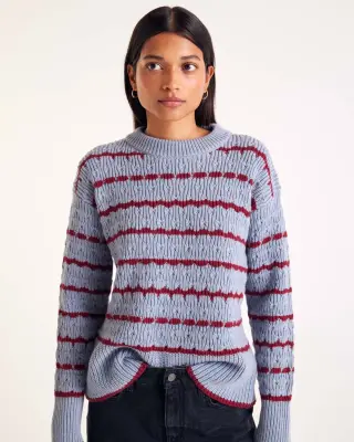 Pull Madeleine rayures bleu et bordeaux