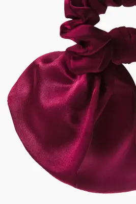 Chouchou avec nœud en soie - Rose cerise foncé