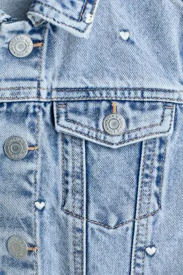 Veste brodée en denim - Bleu denim clair/cœurs