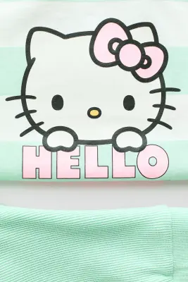 Ensemble imprimé 2 pièces en coton - Vert/Hello Kitty