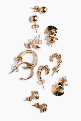 6 paires de boucles d'oreilles - Doré