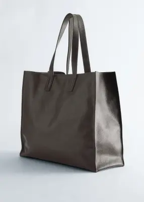 Tote bag en cuir - Brun foncé mat