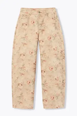 Pantalon barrel à fleurs