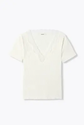T-shirt détail dentelle Femme