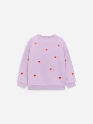Sweat en éponge - Mauve/Cœurs rouges