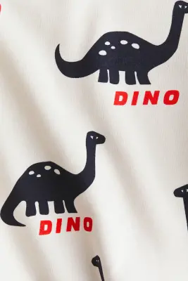 Sweat imprimé - Beige clair/dinosaures